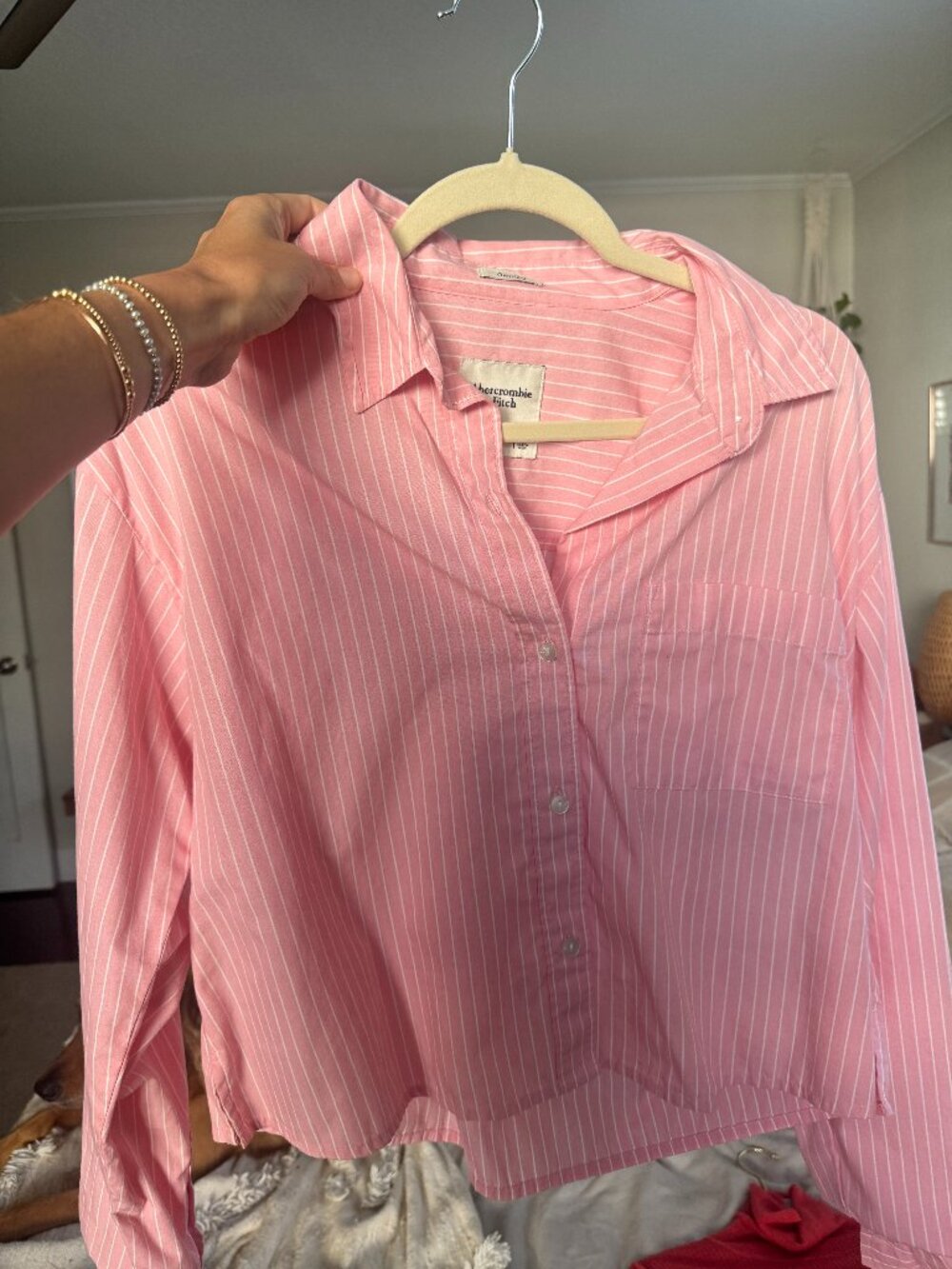 Abercrombie & Fitch Pink Pinstripe Button Down Shirt Small